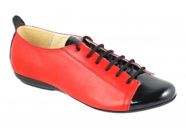 Pantofi dama casual din piele naturala cu varf lacuit - Model Emma Rosu P09RLN